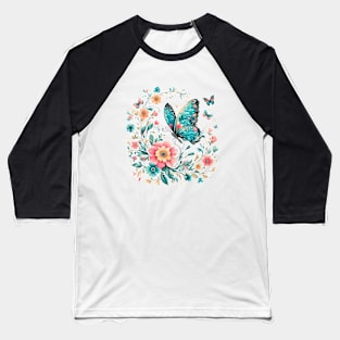 Floral Butterfly in a Garden of Butterflies Baseball T-Shirt